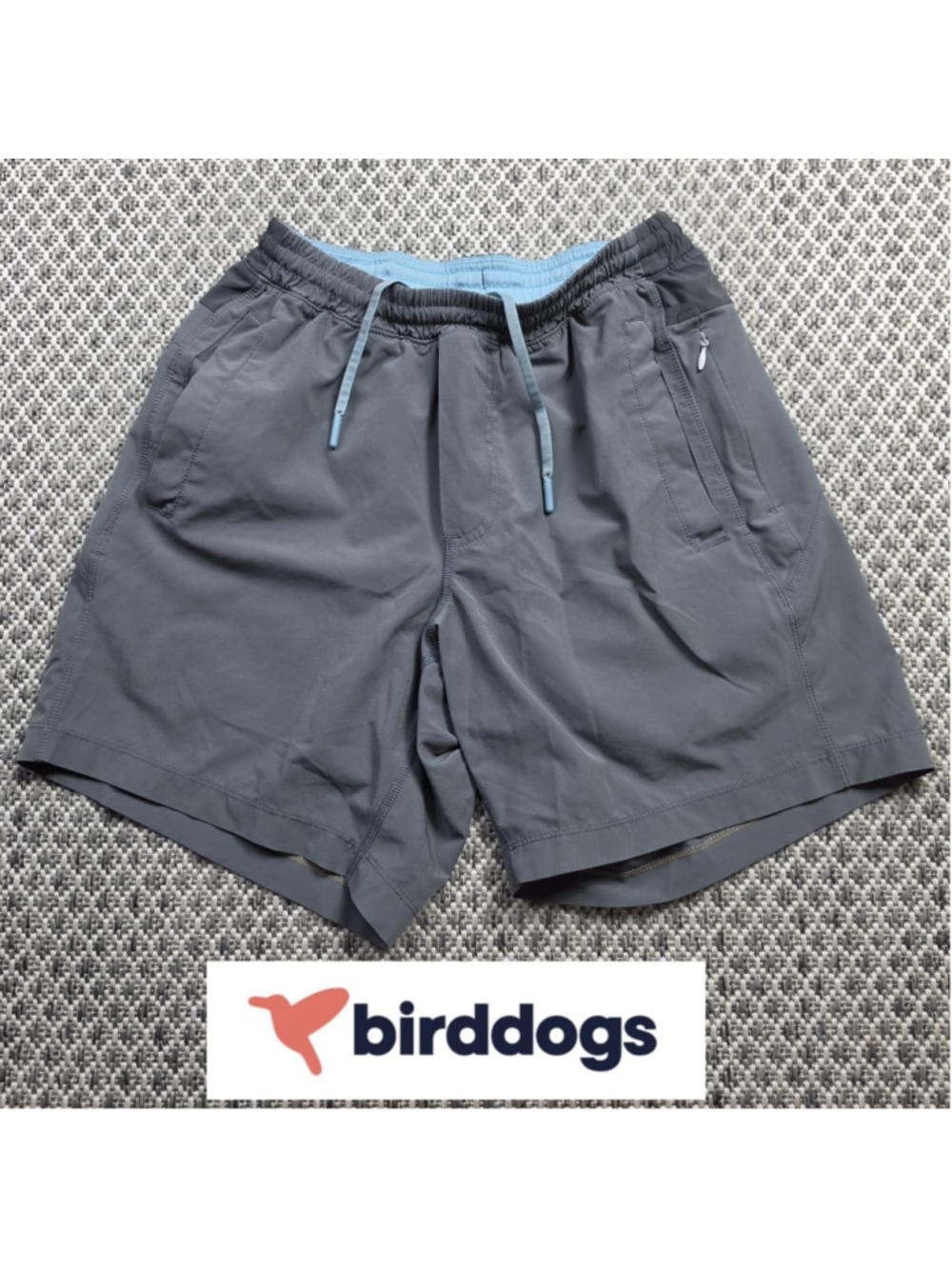 Bird Dogs Mens S Gray Classic Lined Performance Shorts Stretch Zip Pockets